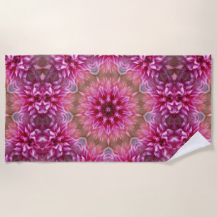 Toalha De Praia Padrão Geométrico de Flor Cor-de-Rosa Mandala - 67