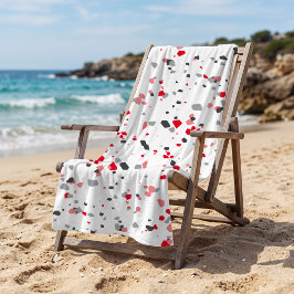 Toalha De Praia Padrão Geométrico de Terrazzo Vermelho Cinza