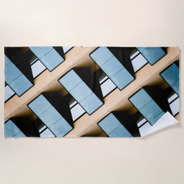 Toalha De Praia Padrão Geométrico do bege e Azul