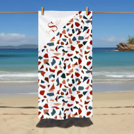 Toalha De Praia Padrão Geométrico Monograma