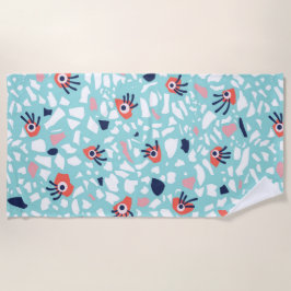 Toalha De Praia Padrão Geométrico Terrazzo Funny Com Olhos