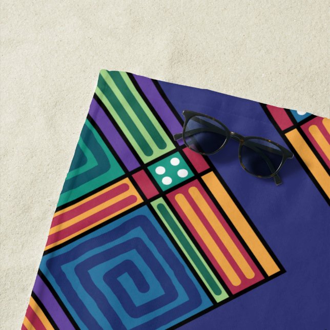 Toalha De Praia Padrão Geométrico Vibrante (In Situ)