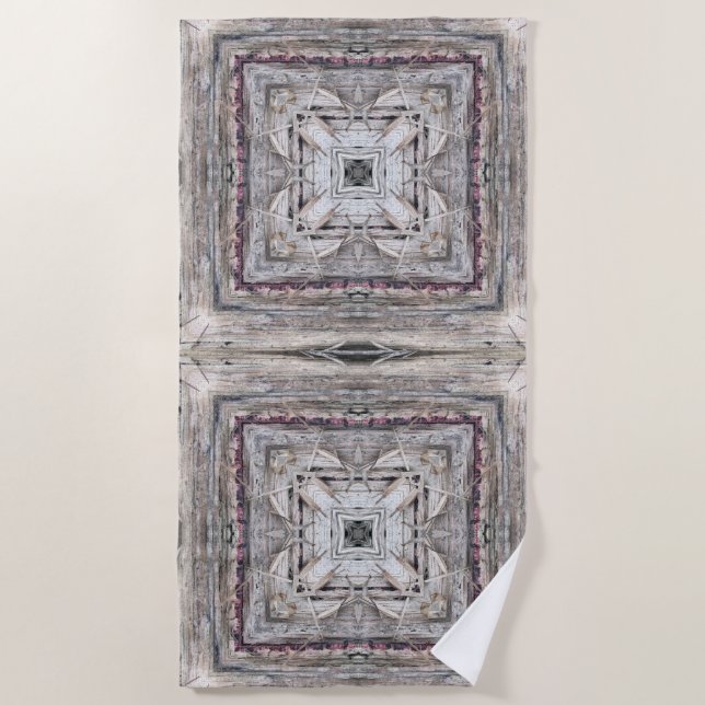 Toalha De Praia Padrão Inspirado Aztec bonito Tingido Rosa (Frente)