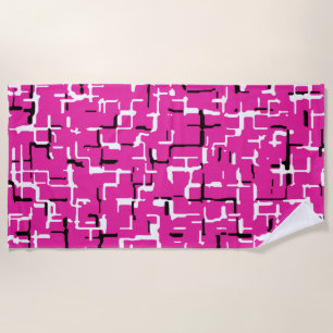 Toalha De Praia Padrão LEGAL branco preto-roxo magenta