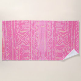 Toalha De Praia Padrão Mesopotâmico Sumeriano Antigo Rosa