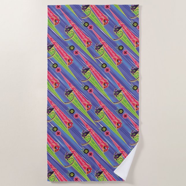 Toalha De Praia Padrão Miraculoso Kwamis Tikki & Plagg (Frente)