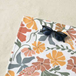 Toalha De Praia Padrão moderno de Meio século Floral e Aves