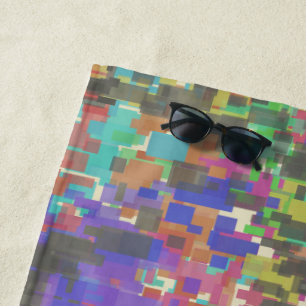 Toalha De Praia Padrão Pixelado Além das Cores do Arco-íris