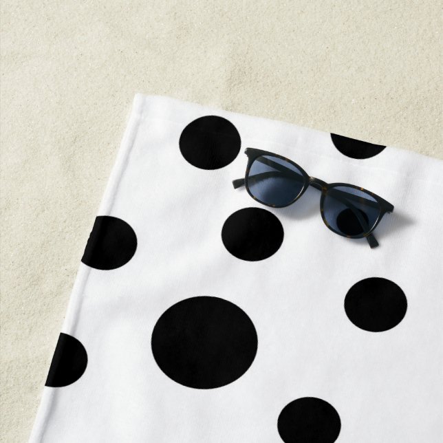 Toalha De Praia Padrão preto na Bolinhas branca (In Situ)