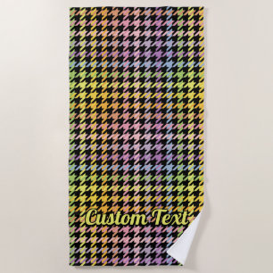 Toalha De Praia Padrão Rainbow Houndstooth