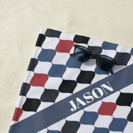 Toalha De Praia Padrão Russo do Monograma Moderno