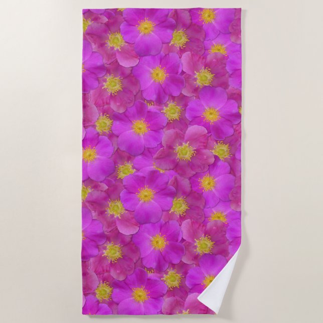 Toalha De Praia Padrão Selvagem de Rosa (Frente)