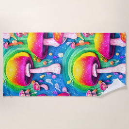 Toalha De Praia Padrão sem costura de cogumelo