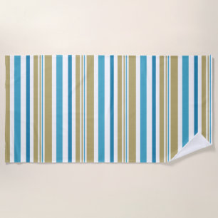 Toalha De Praia padrão simples, listrado, bobina de lançamento azu