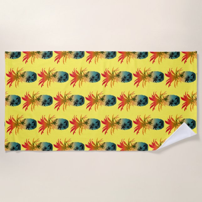 Toalha De Praia padrão sunset do abacaxi (Frente)