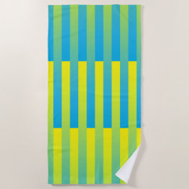 Toalha De Praia Padrão verde amarelo azul riscado
