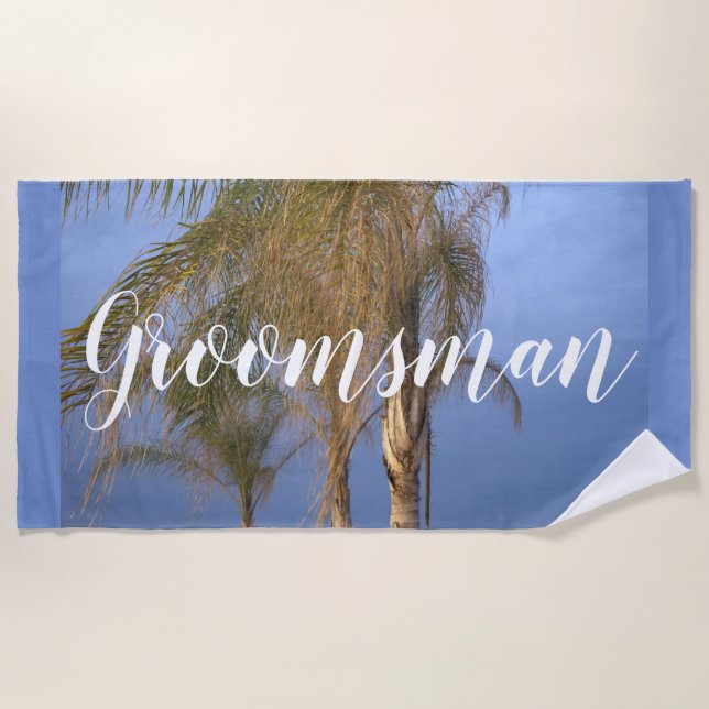 Toalha De Praia Padrinho de casamento Palm Trees Beach Towel (Frente)