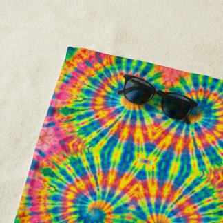 Toalha De Praia Padrões Coloridos Tie-dye Hippie