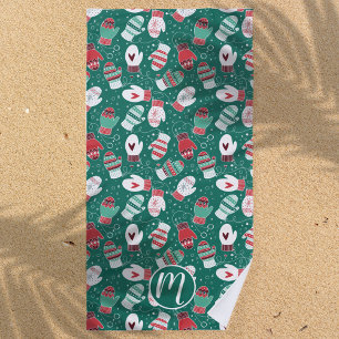 Toalha De Praia Padrões de Mittens de Natal Cozy no inverno