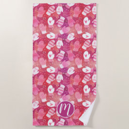 Toalha De Praia Padrões de natal em rosa