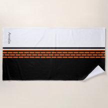 Padrões riscados cor-de-laranja preto monograma