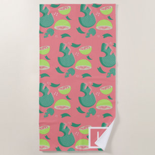 Toalha De Praia Padronagem de Fruta Verde Rosa Verde Goiaba