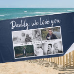 Toalha De Praia Pai com Colagem de Fotografias do Pai 6 para Crian<br><div class="desc">Padre com Pai 6 da Família Kids Collage Beach Towel. Colagem de 6 fotos, nome do pai com uma doce mensagem em um roteiro de tendências e nomes de crianças que sobrepõem as fotos. Adicione suas 6 fotos favoritas da família. Bela manutenção e presente de aniversário, Dia do Pai ou...</div>