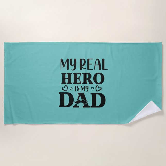 Toalha De Praia Pai Dando Meu Herói Real É Meu Herói (Frente)