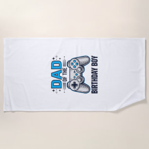 Toalha De Praia Pai do Menino Aniversariante Camisa de Gamer Desig