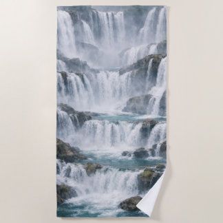 Toalha De Praia Paisagem de Cachoeira Nebulosa