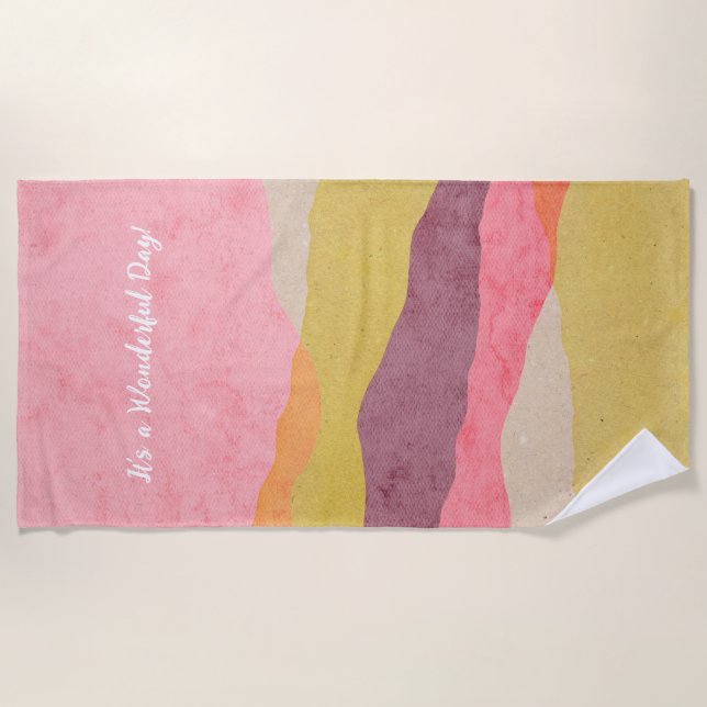 Toalha De Praia Paisagem de papel em camadas de abstrato em tons q (Frente)