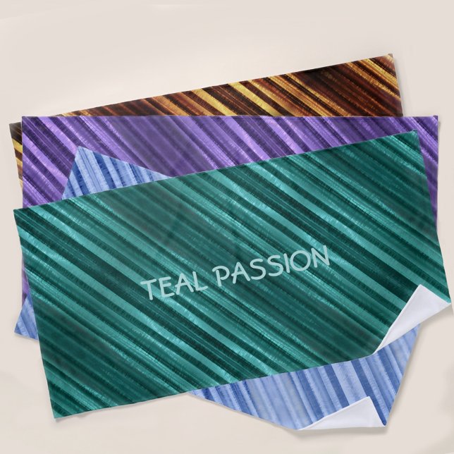 Toalha De Praia Paixão Teal Diagonal Striped Personalizada (Criador carregado)