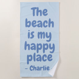 Toalha De Praia Palavra de praia com nome personalizado Happy Plac