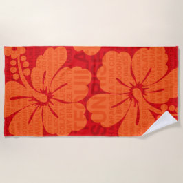 Toalha De Praia Palavras de Verão Cocktails e Hibiscus - Vermelho