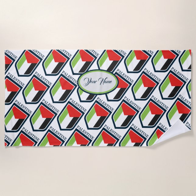 Toalha De Praia Palestina e bandeira palestina personalizada (Frente)