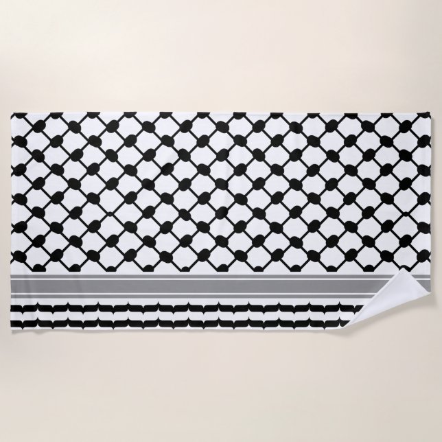 Toalha De Praia Palestino Hatta Keffiyeh Kufiya Folk (2 Padrão) (Frente)
