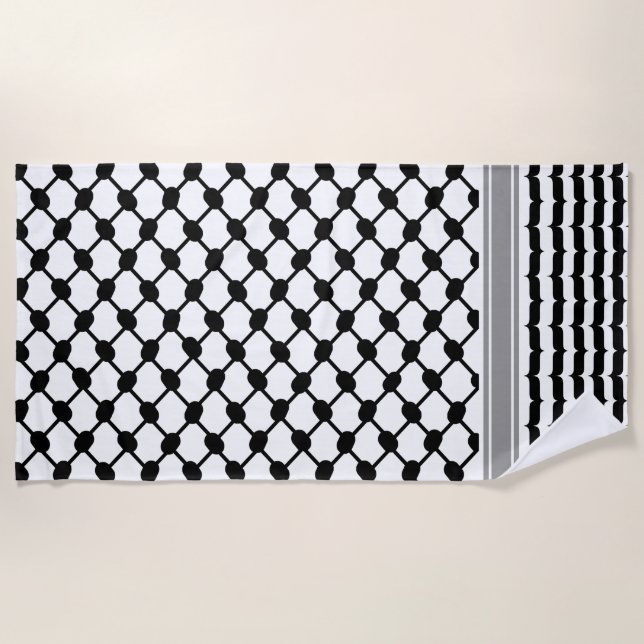 Toalha De Praia Palestino Hatta Keffiyeh Kufiya Folk (2 Padrão) (Frente)