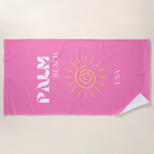 Toalha De Praia Palm Beach, Viagem Art, Preppy, Pink