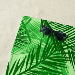 Toalha De Praia Palm Leaf Impressão, Emerald e Light Verde limão