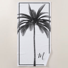 Toalha De Praia Palm Tree Modern Black White Personal