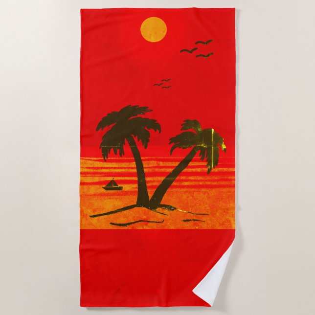 Toalha De Praia Palm Trees Beach! Orange Beach Towel (Frente)