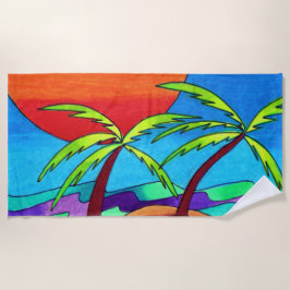 Toalha De Praia Palm Trees Sunset Beach Towel