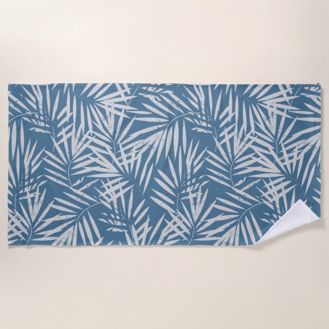 Toalha De Praia Palma de praia em azul (Frente)