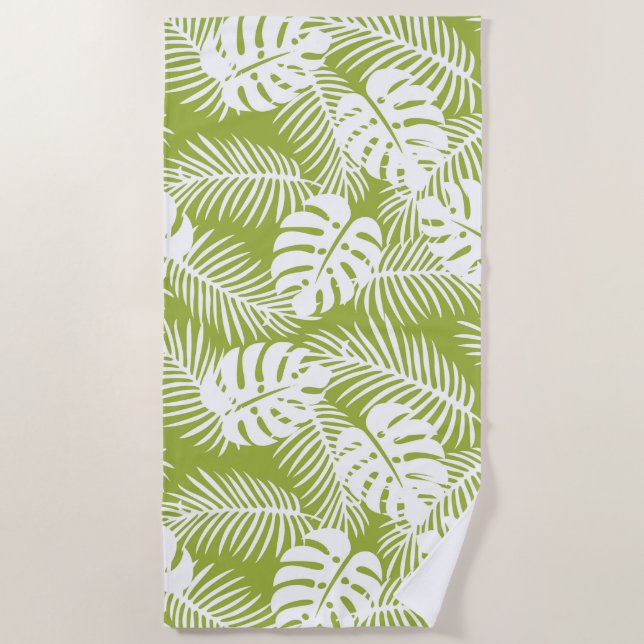 Toalha De Praia Palma Verde Deixa Padrão Florestal Tropical (Frente)