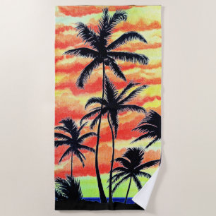 Toalha De Praia Palmas de Coco Sunset Havaiano