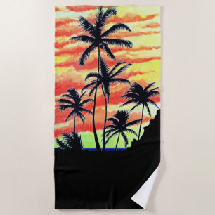 Toalha De Praia Palmas de Coco Sunset Havaiano