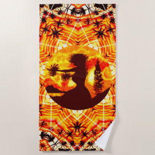 Toalha De Praia Palmas de Hula Sunset Havaiano