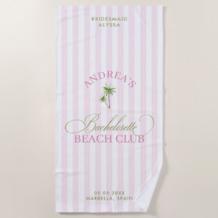 Toalha De Praia Palmeira Retro com Nome Personalizado para Festa d