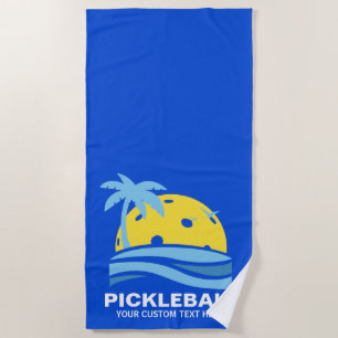 Toalha De Praia Palmeira tropical Sun de Pickleball seu texto