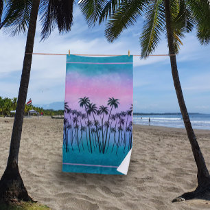 Toalha De Praia palmeiras de Roxo-turquesa